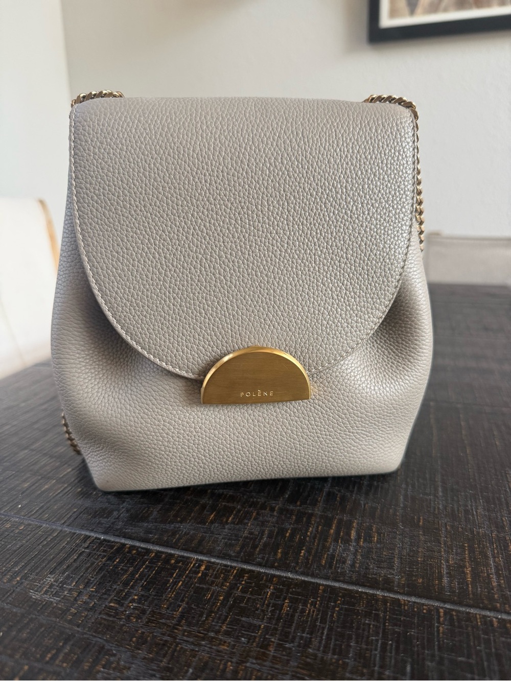 Polene Numero Un in Taupe Leather Crossbody Bag